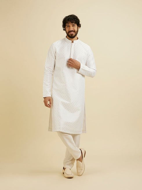 Manyavar White Elegance Kurta Pajama