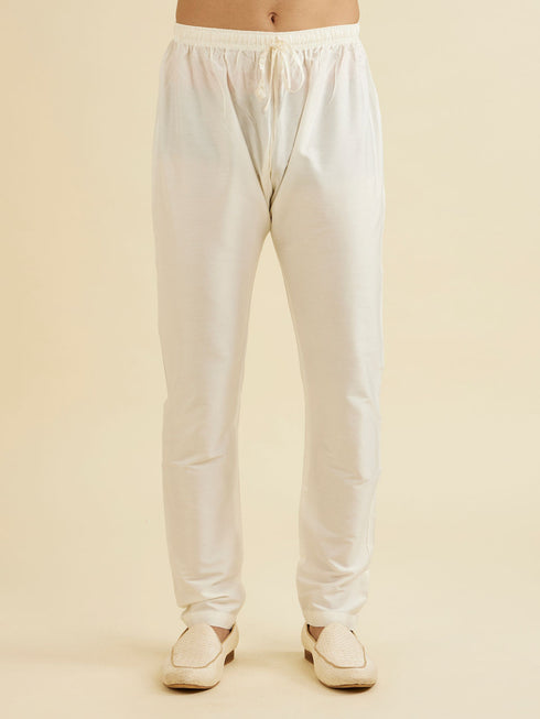 Manyavar White Elegance Kurta Pajama