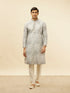 Manyavar Cloud Grey Abstract Print Foil Work Kurta Set