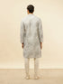 Manyavar Cloud Grey Abstract Print Foil Work Kurta Set