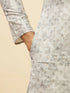 Manyavar Cloud Grey Abstract Print Foil Work Kurta Set