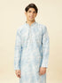 Manyavar Aquamarine Blue Watercolor Effect Printed Kurta Set