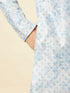 Manyavar Aquamarine Blue Watercolor Effect Printed Kurta Set