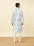 Manyavar Aquamarine Blue Watercolor Effect Printed Kurta Set