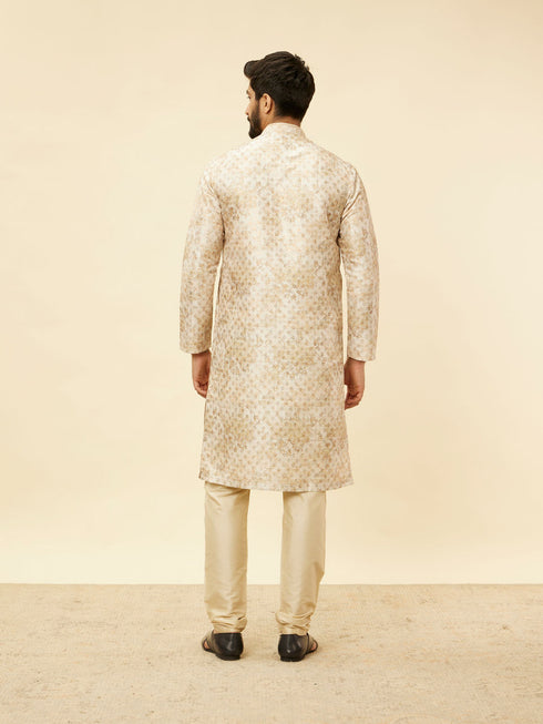 Manyavar Sand Beige Foil Print Buta Printed Kurta