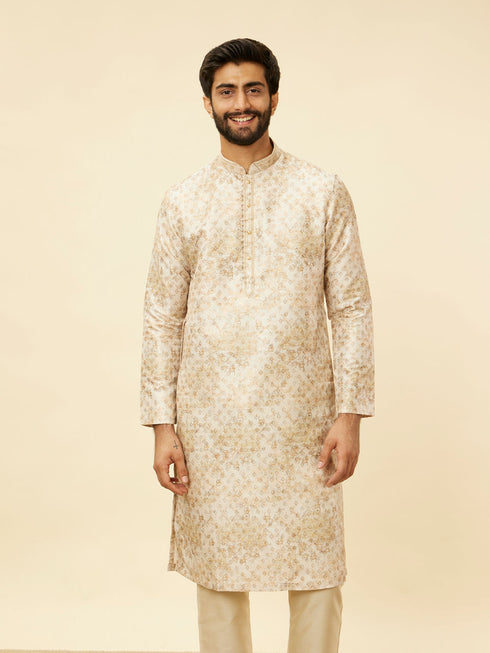 Manyavar Sand Beige Foil Print Buta Printed Kurta