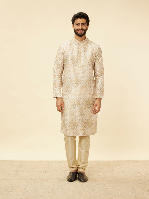 Manyavar Sand Beige Foil Print Buta Printed Kurta