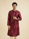 Manyavar Maroon Red Foil Print Buta Printed Kurta Set