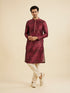 Manyavar Maroon Red Foil Print Buta Printed Kurta Set
