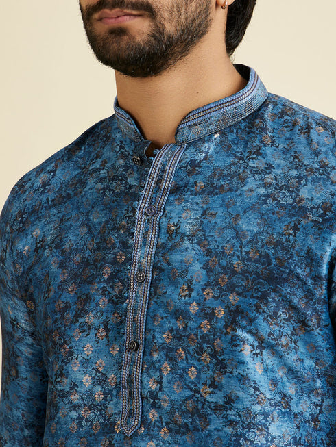 Manyavar Blue Elegance Kurta Pajama