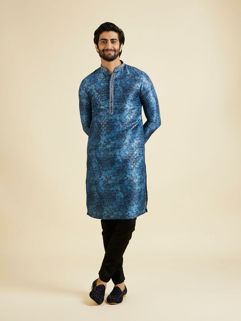 Manyavar Blue Elegance Kurta Pajama