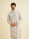 Manyavar Lavendar Grey Chikankari Patterned Kurta Set