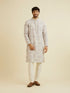 Manyavar Lavendar Grey Chikankari Patterned Kurta Set