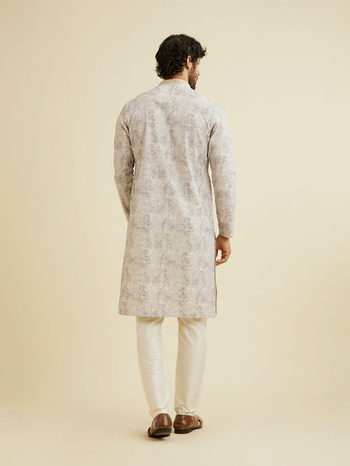 Manyavar Lavendar Grey Chikankari Patterned Kurta Set