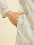Manyavar Soft Green Chikankari Patterned Kurta Set