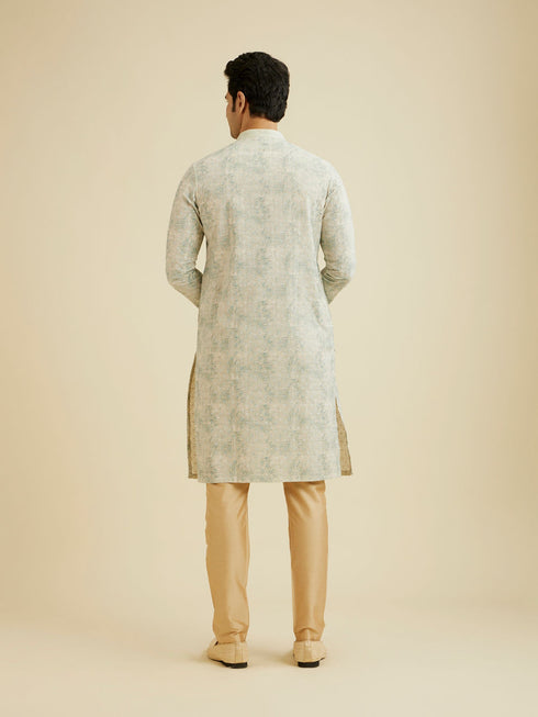 Manyavar Soft Green Chikankari Patterned Kurta Set