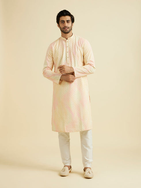 Manyavar Elegant Yellow Cotton Kurta Pajama