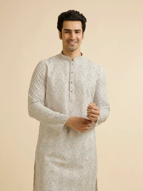 Manyavar Pista Green Chikankari Elegance Kurta Pajama