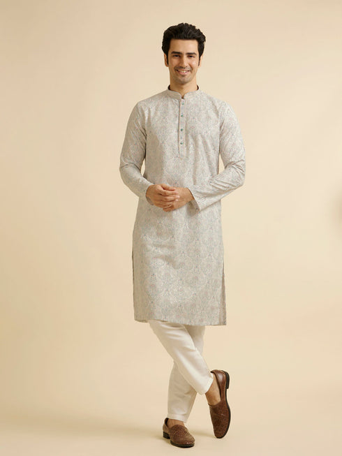 Manyavar Pista Green Chikankari Elegance Kurta Pajama