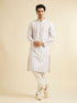 Manyavar Pink & Warm White Chikankari Inspired Floral Buta Print Kurta Set
