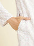 Manyavar Pink & Warm White Chikankari Inspired Floral Buta Print Kurta Set