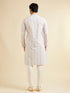 Manyavar Pink & Warm White Chikankari Inspired Floral Buta Print Kurta Set