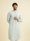 Manyavar Aqua Green Chikankari Inspired Floral Buta Print Kurta Set