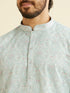 Manyavar Aqua Green Chikankari Inspired Floral Buta Print Kurta Set