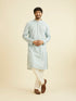 Manyavar Aqua Green Chikankari Inspired Floral Buta Print Kurta Set