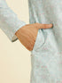 Manyavar Aqua Green Chikankari Inspired Floral Buta Print Kurta Set