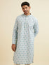 Manyavar Light Blue Jaal and Medallion Patterned Kurta Set