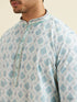 Manyavar Light Blue Jaal and Medallion Patterned Kurta Set