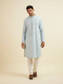 Manyavar Light Blue Jaal and Medallion Patterned Kurta Set