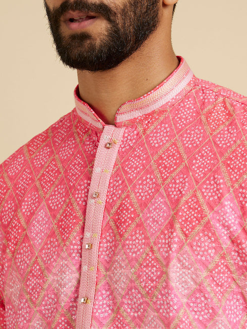 Manyavar Vibrant Pink Kurta Pajama