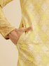 Manyavar Mustard Yellow Ogee Pattern Chikankari Inspired Ditsy Print Kurta Set