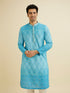Manyavar Light Blue Blended Cotton Kurta Pajama