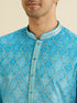 Manyavar Light Blue Blended Cotton Kurta Pajama
