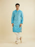 Manyavar Light Blue Blended Cotton Kurta Pajama