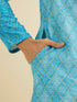 Manyavar Light Blue Blended Cotton Kurta Pajama