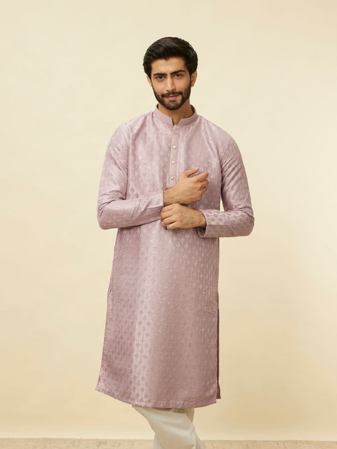 Manyavar Lilac Diamond String Patterned Kurta Set