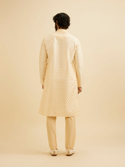 Manyavar Cream Beige Kurta Set with Patra Work