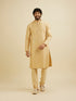 Manyavar Light Fawn Kurta Set with Patra Work