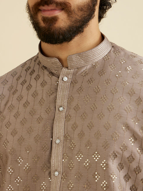 Manyavar Battleship Grey Kurta Set with Patra Work