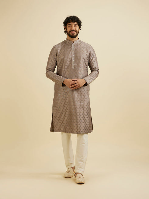 Manyavar Battleship Grey Kurta Set with Patra Work