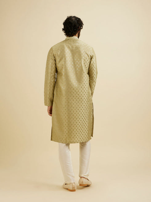 Manyavar Soft Green Kurta Set with Patra Work
