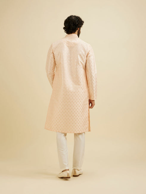 Manyavar Pale Peach Kurta Set with Patra Work