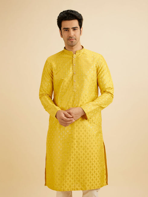 Manyavar Sunshine Yellow Kurta Set with Patra Work
