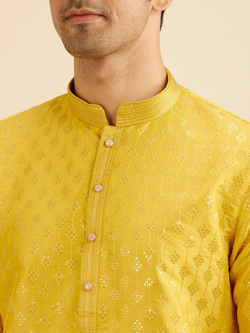 Manyavar Sunshine Yellow Kurta Set with Patra Work