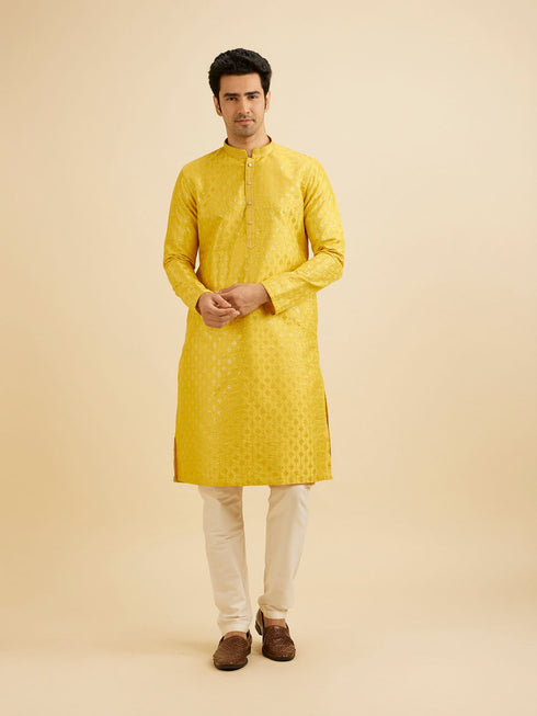 Manyavar Sunshine Yellow Kurta Set with Patra Work