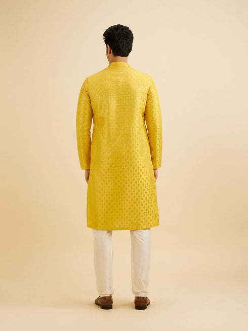 Manyavar Sunshine Yellow Kurta Set with Patra Work